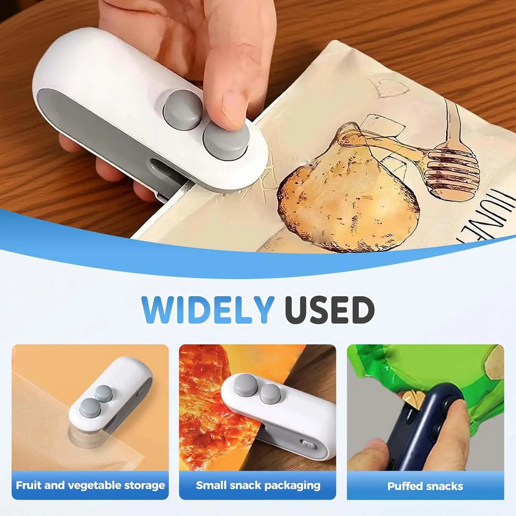 Mini Bag portable Sealer, with Cutter and Magnet, Vacuum Handheld Bag Sealer for  Chips & Plastic Bags