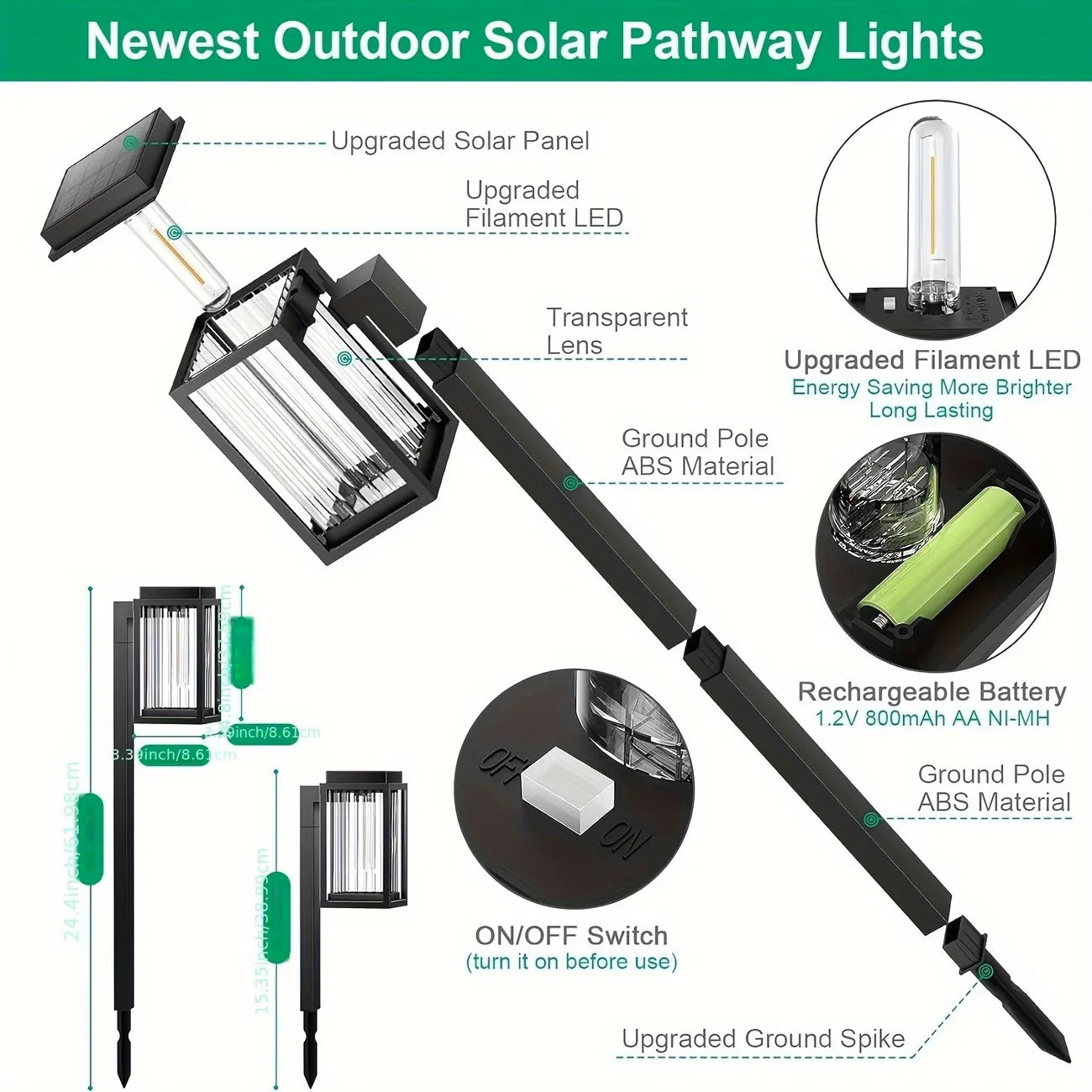 2/6 Pack Solar Pathway Garden Lights  Waterproof Landscape