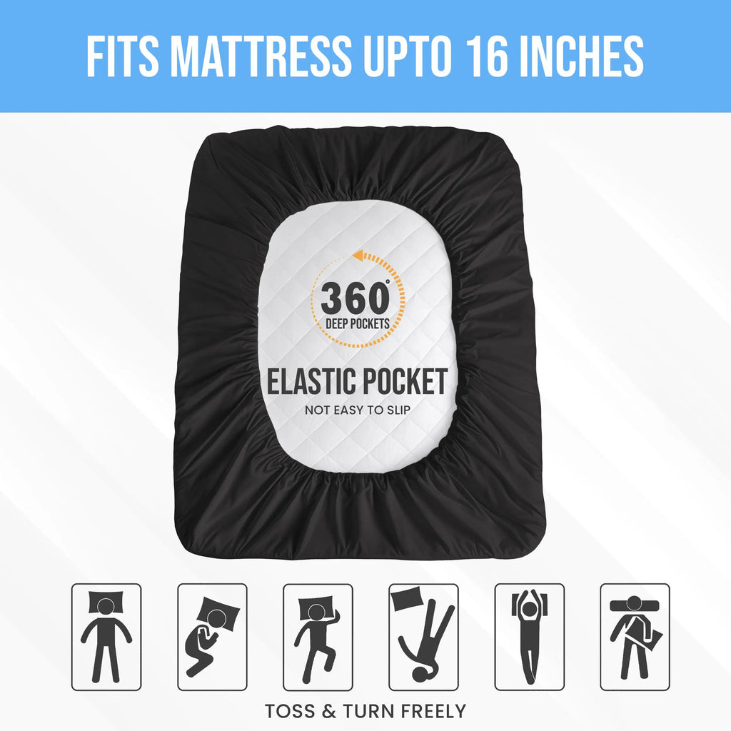 Quilted Mattress Pad – Elastic Fitted Cover Protector up to 16" Deep Pocket, Noiseless