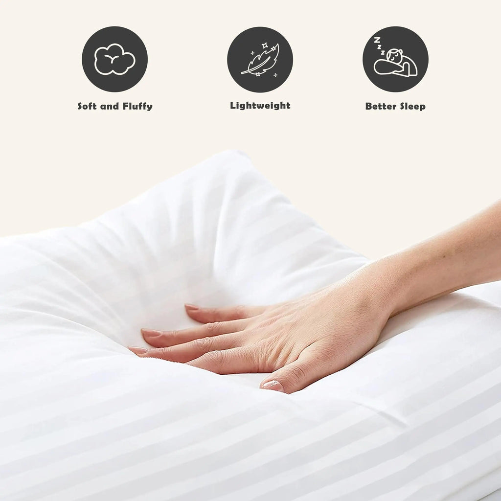 LUX Décor Hotel Stripe Pillows Set of 2 – Down Soft Alternative Bed Pillows