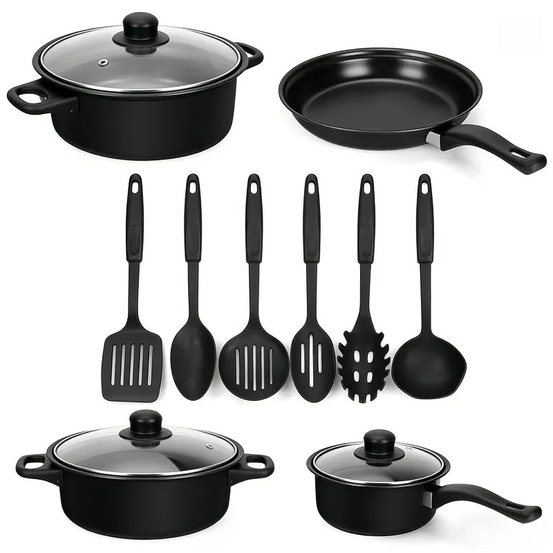 Nonstick Cookware Set,  with Lids, and Utensils