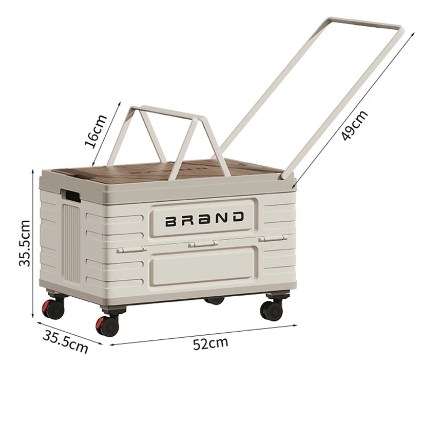 Rotating Foldable Storage Cart – Heavy-Duty Mobile Organizer with 4 Silent Wheels,