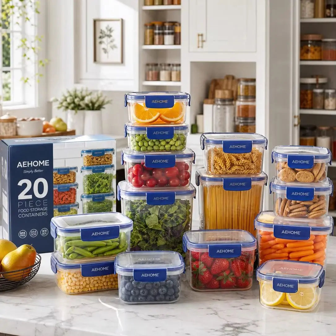 40 Pcs BPA-Free Food Storage Containers with Lids - Reusable Airtight Plastic Meal Prep Set