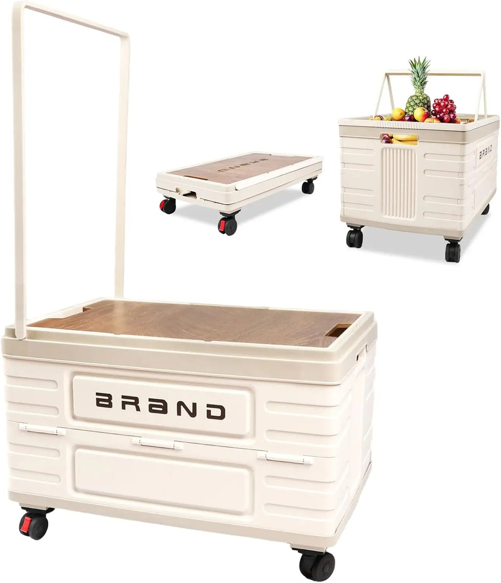 Rotating Foldable Storage Cart – Heavy-Duty Mobile Organizer with 4 Silent Wheels,