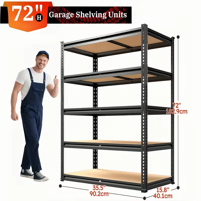 60/72 Inch Heavy-duty Metal Storage Rack Capacity Of 2000 Pounds Per Layer, Adjustable