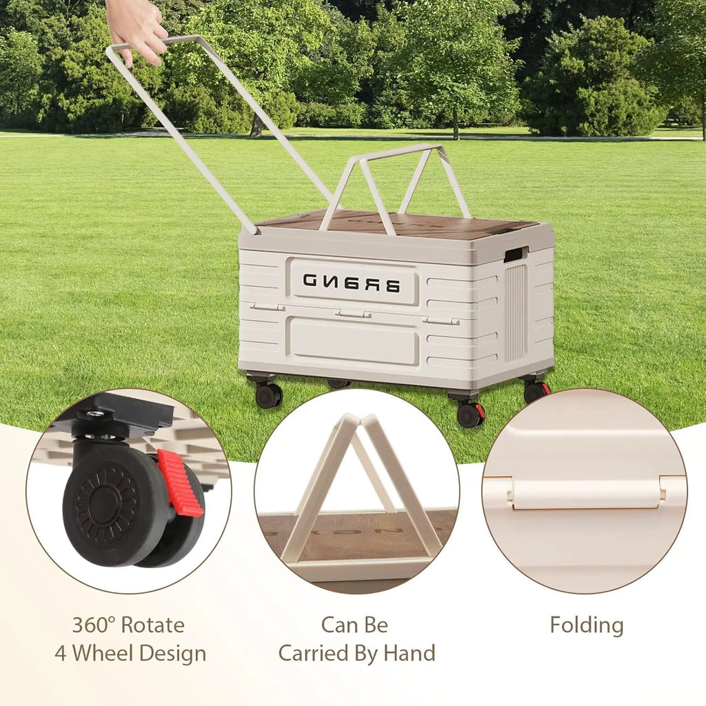 Rotating Foldable Storage Cart – Heavy-Duty Mobile Organizer with 4 Silent Wheels,