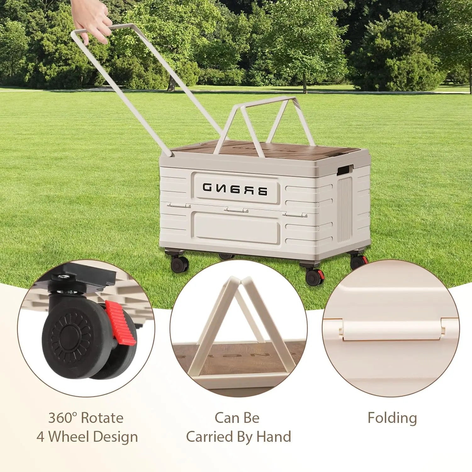 Rotating Foldable Storage Cart – Heavy-Duty Mobile Organizer with 4 Silent Wheels,