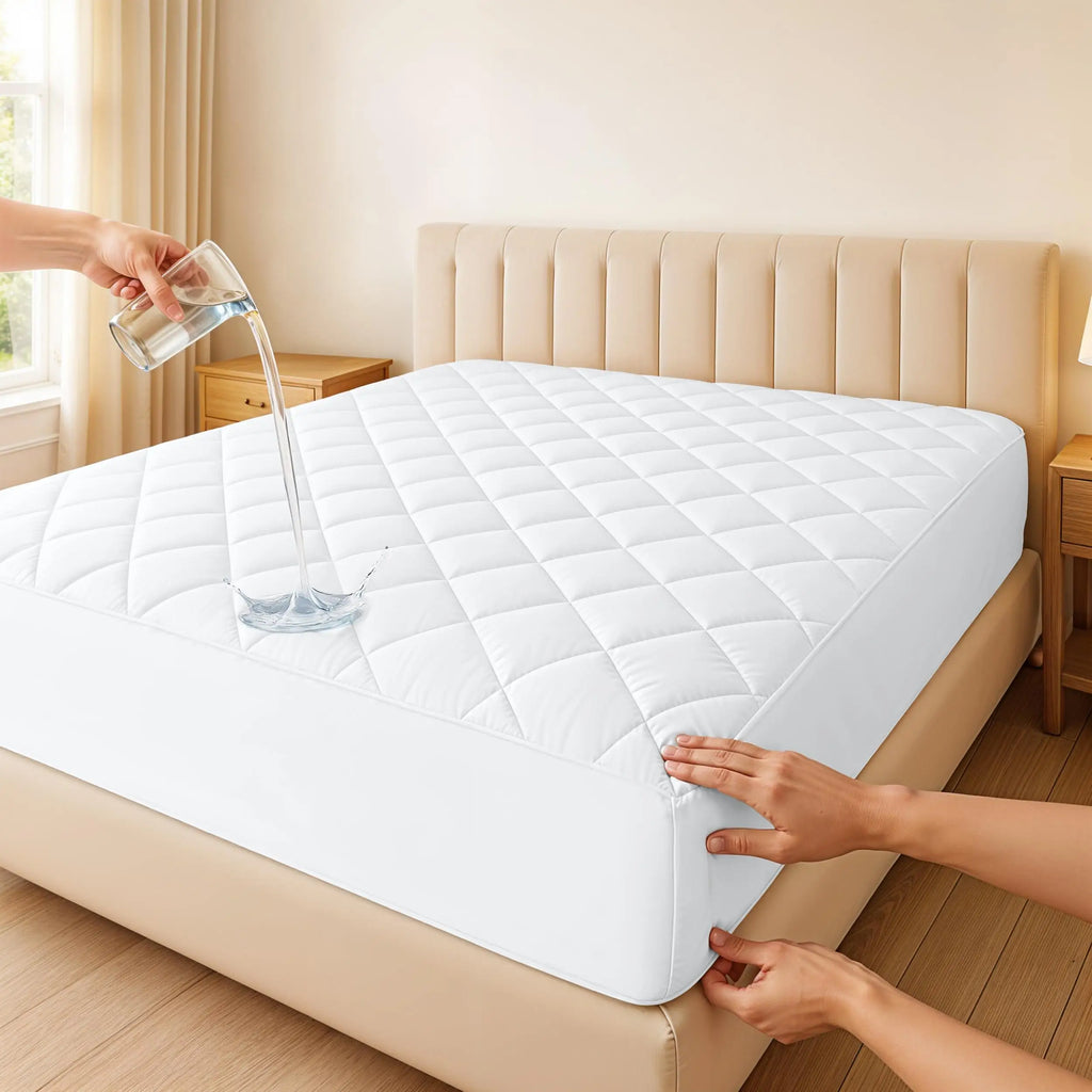 Quilted Mattress Pad – Elastic Fitted Cover Protector up to 16" Deep Pocket, Noiseless