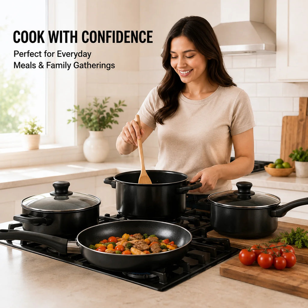 Nonstick Cookware Set,  with Lids, and Utensils