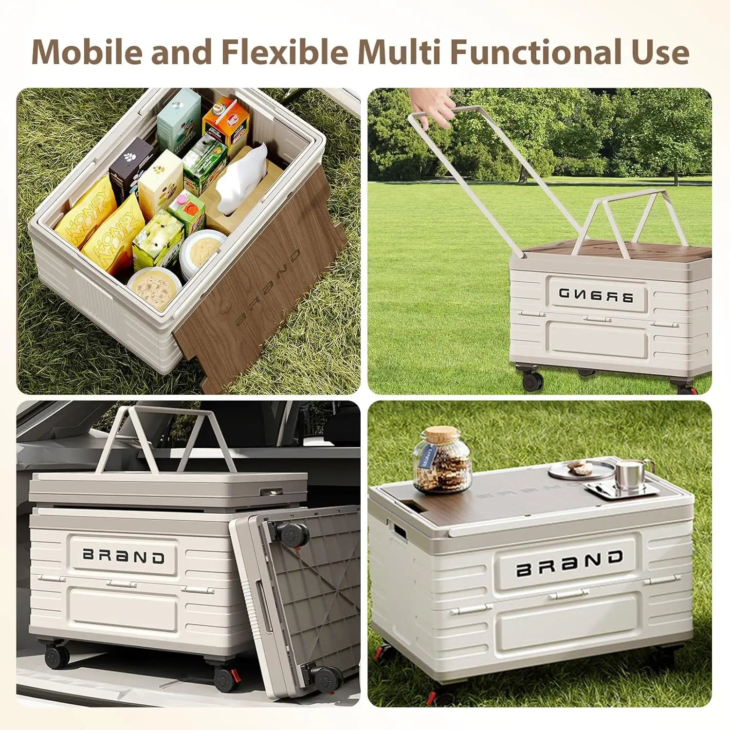 Rotating Foldable Storage Cart – Heavy-Duty Mobile Organizer with 4 Silent Wheels,