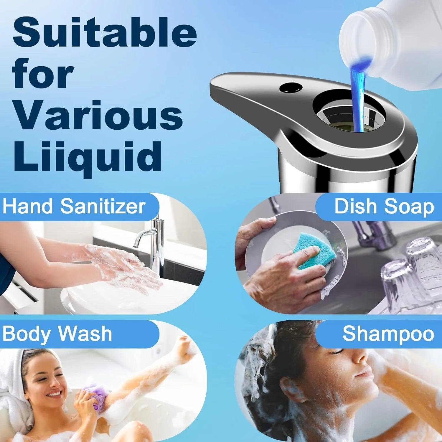 Touchless Automatic Soap Dispenser With Infrared Sensor Large Capacity