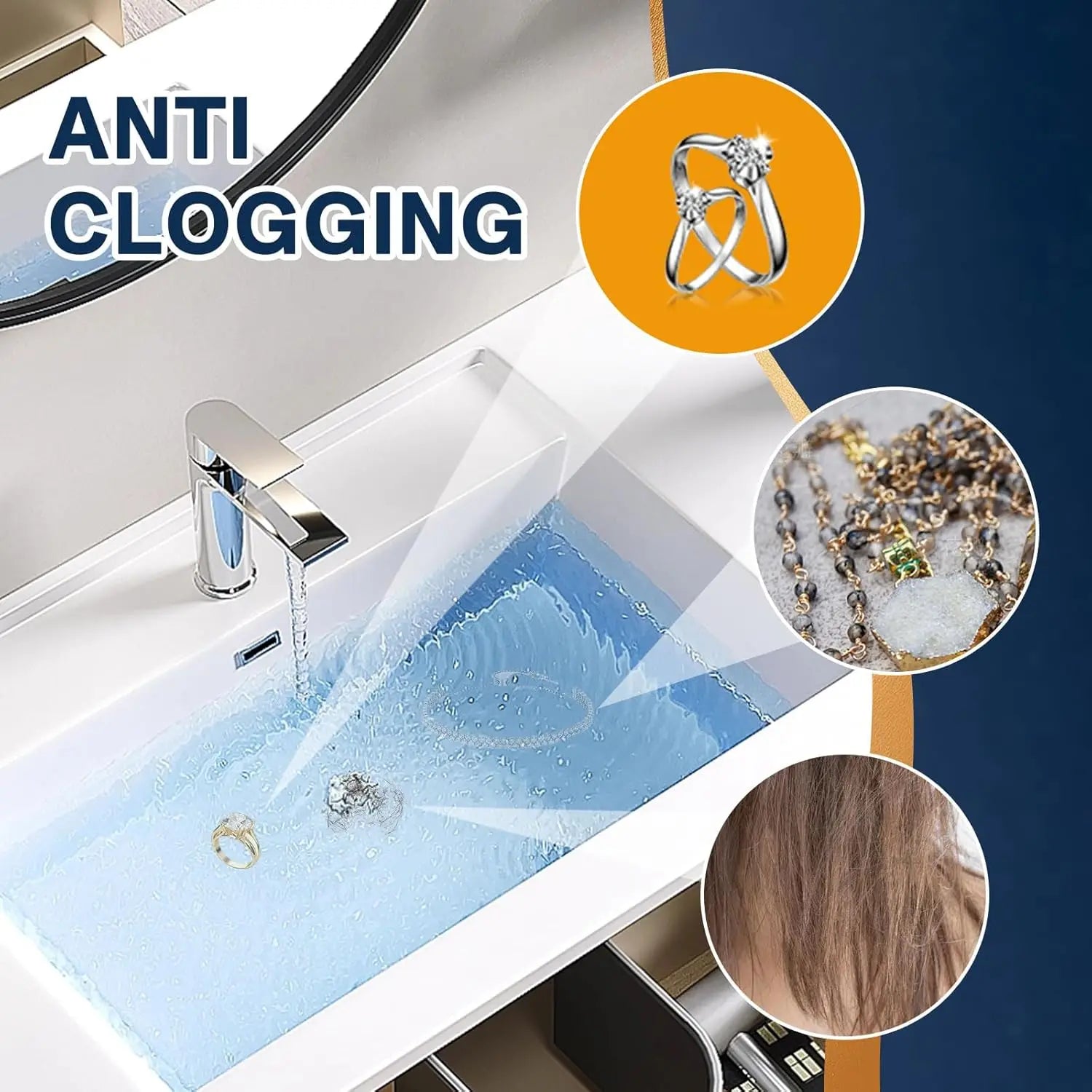 Pop-p Bathroom Sink Drain Stopper, Removeable Steel  Hair Catcher, Anti-Clog Strainer for Sink Replacement