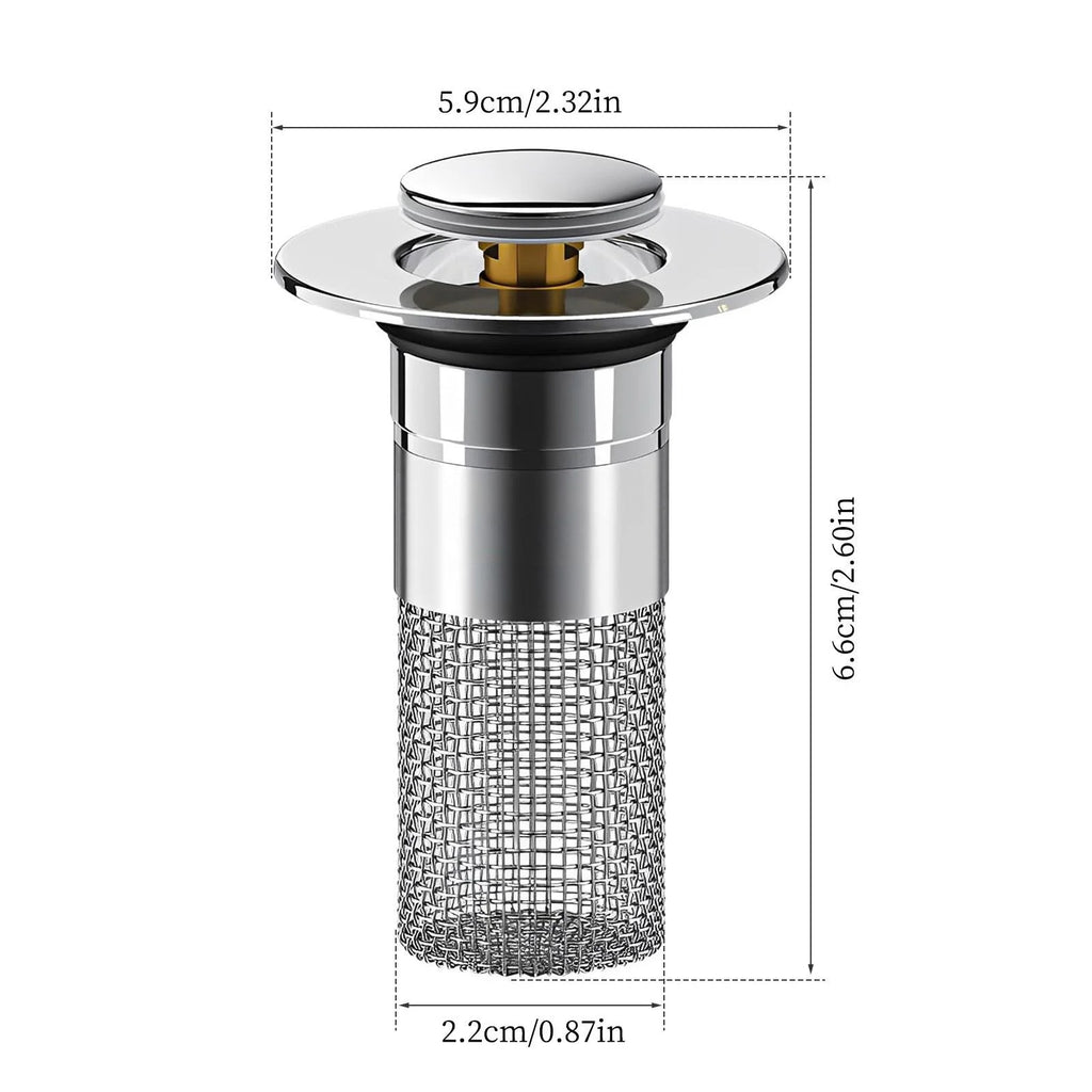 Pop-p Bathroom Sink Drain Stopper, Removeable Steel  Hair Catcher, Anti-Clog Strainer for Sink Replacement
