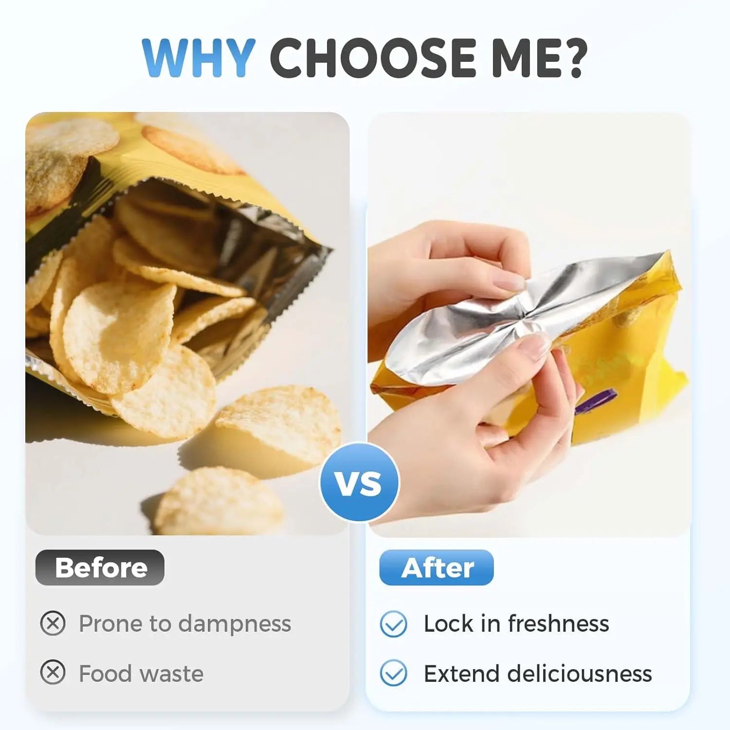 Mini Bag portable Sealer, with Cutter and Magnet, Vacuum Handheld Bag Sealer for  Chips & Plastic Bags