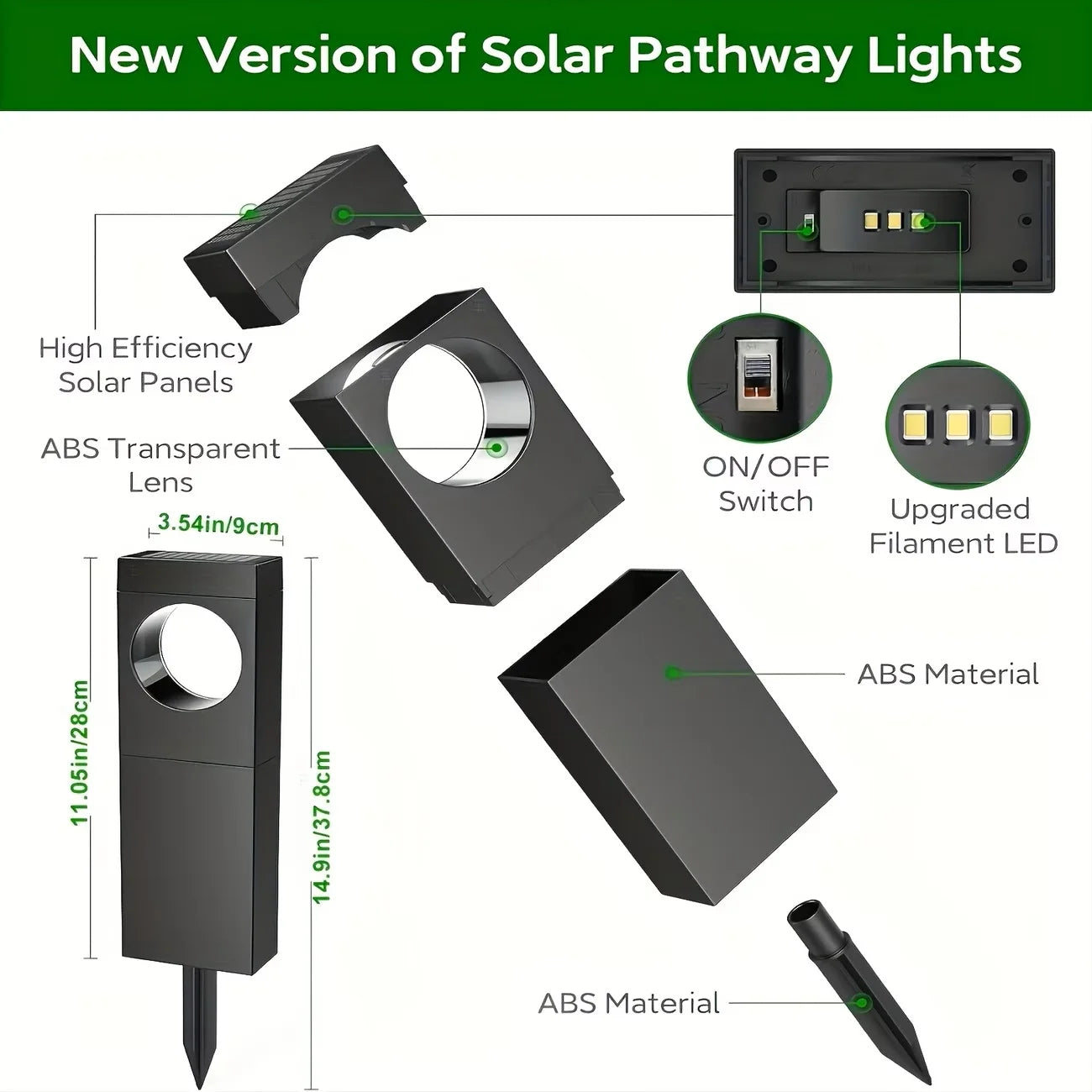 Solar Pathway Outdoor waterproof  Lights Bright Moon Auto On/Off