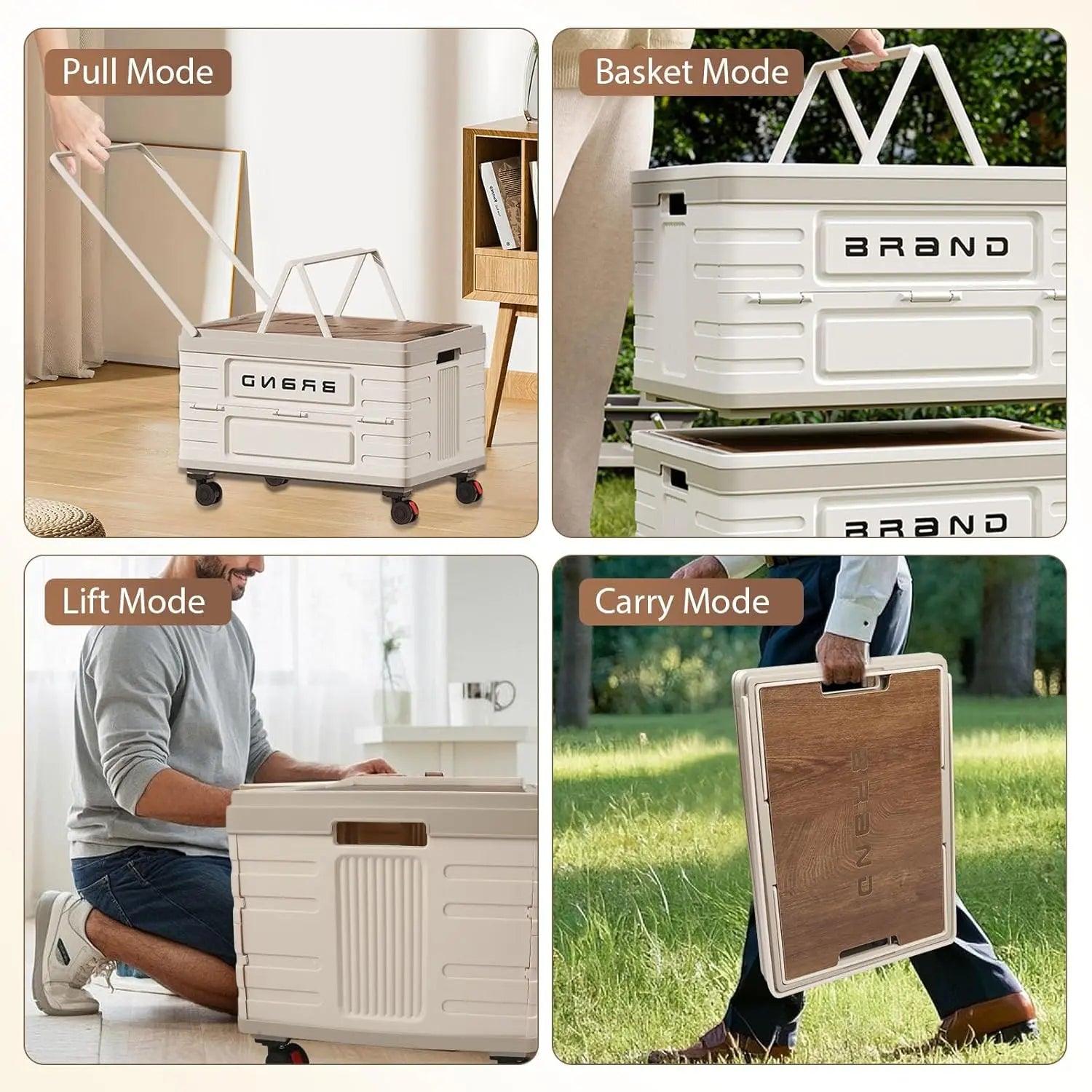 Rotating Foldable Storage Cart – Heavy-Duty Mobile Organizer with 4 Silent Wheels,