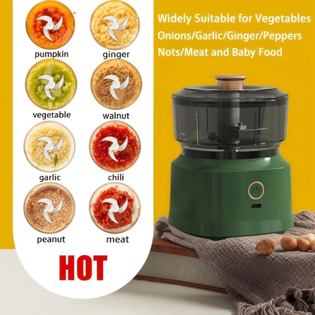 Electric Mini Food Chopper USB Rechargeable Garlic Onion Meat Grinder 350ML Portable