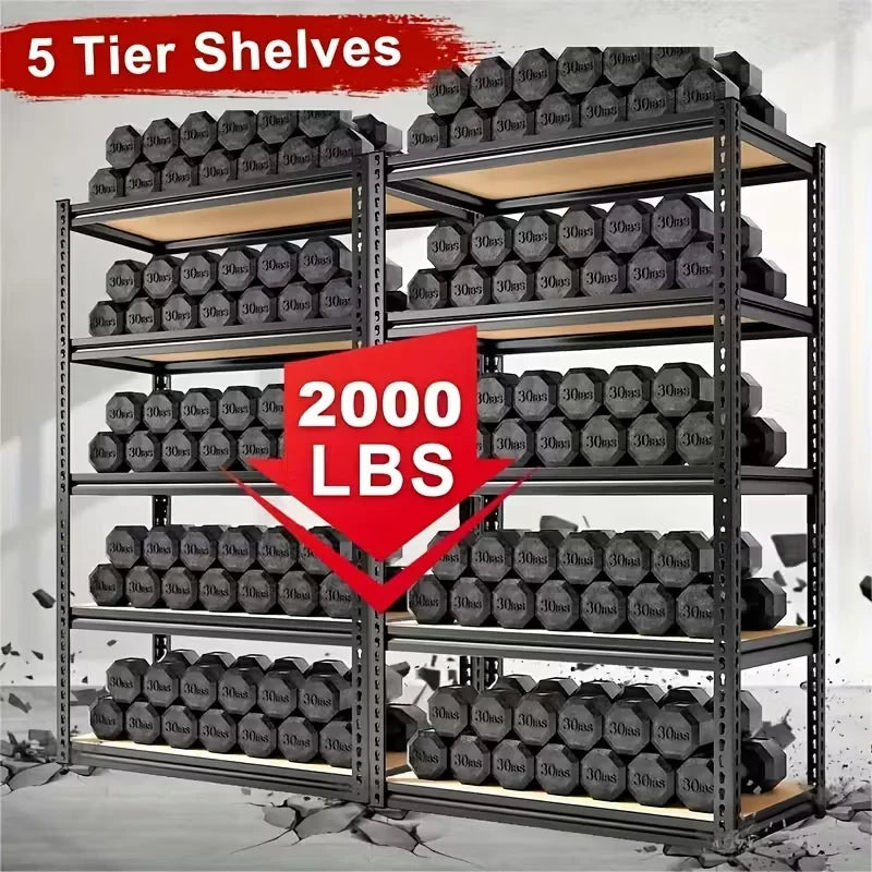 60/72 Inch Heavy-duty Metal Storage Rack Capacity Of 2000 Pounds Per Layer, Adjustable