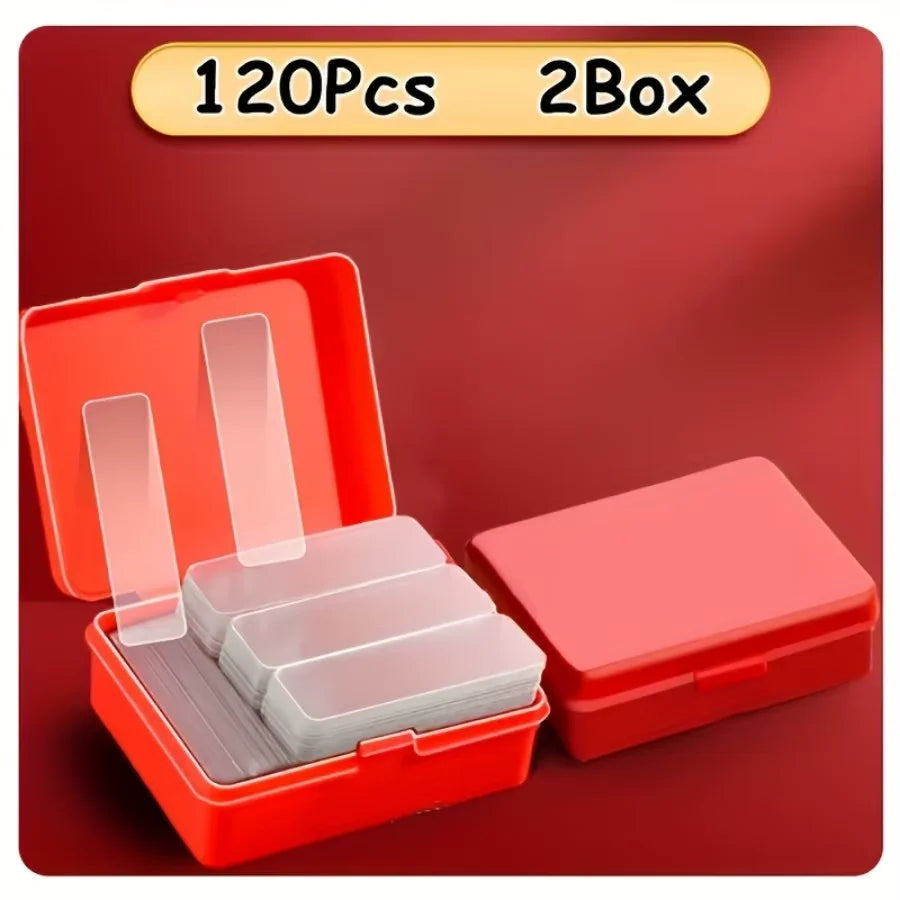 2 Boxes/120 Pieces of Transparent Double-sided Reusable Tape,  Without Residue,