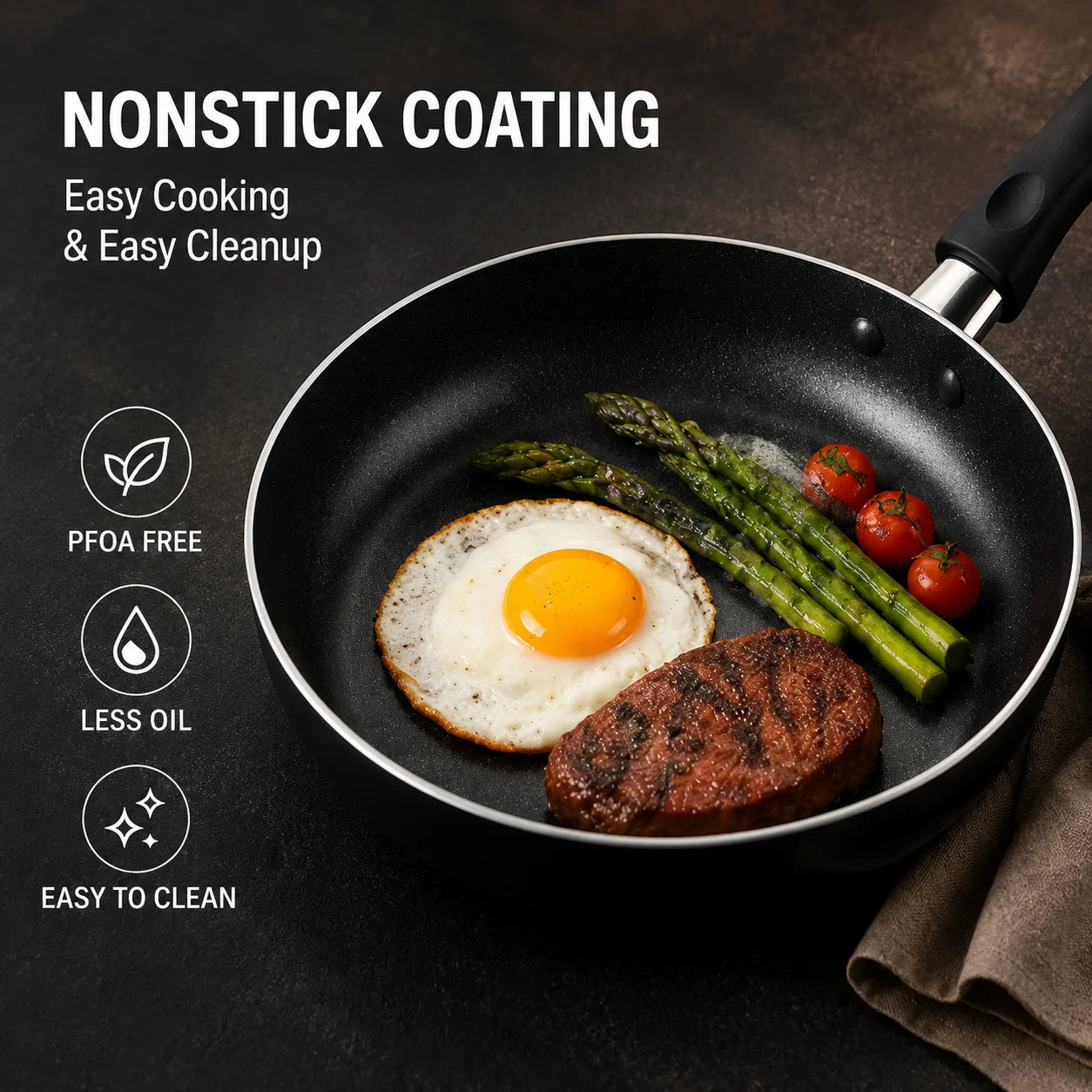 Nonstick Cookware Set,  with Lids, and Utensils