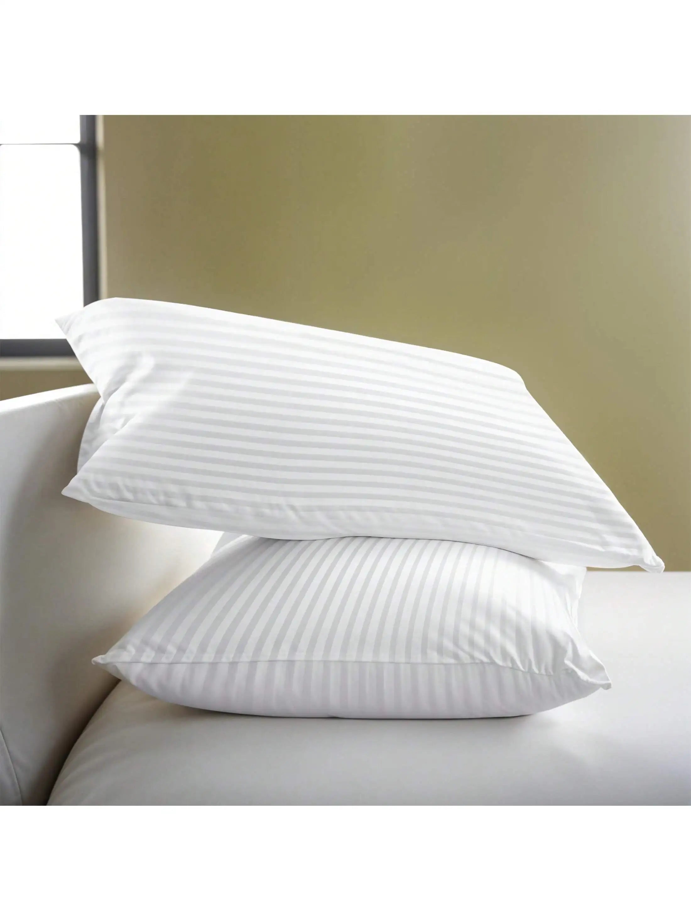 Stripe Pillows Set of 2 – Down Alternative for Sleeping – Soft & Supportive Hotel Quality