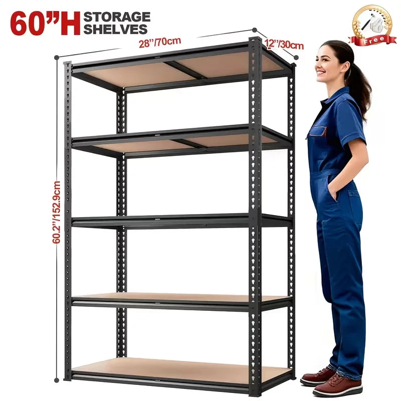60/72 Inch Heavy-duty Metal Storage Rack Capacity Of 2000 Pounds Per Layer, Adjustable