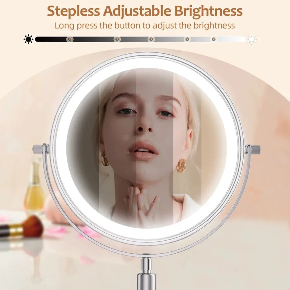 Lighted Makeup tabletop  vanity Mirror ,1x/10xTrue HD Magnifying  Touch Control, 360°Rechargeable