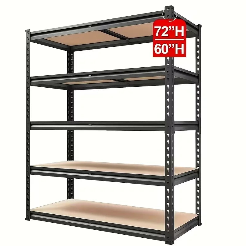 60/72 Inch Heavy-duty Metal Storage Rack Capacity Of 2000 Pounds Per Layer, Adjustable