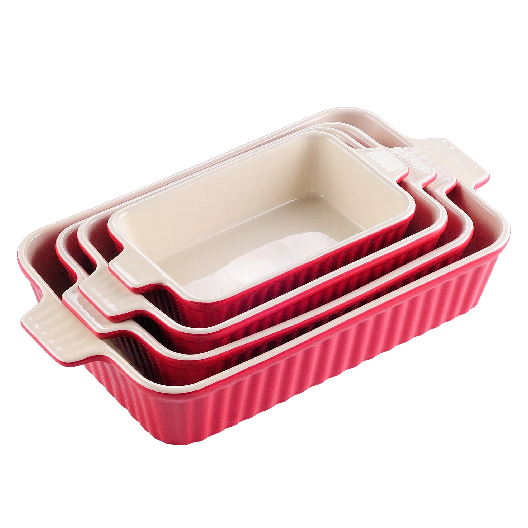 4-Piece Table Baking Dish Set with Ceramic Handle Oven (9"/11"/12"/13.3")