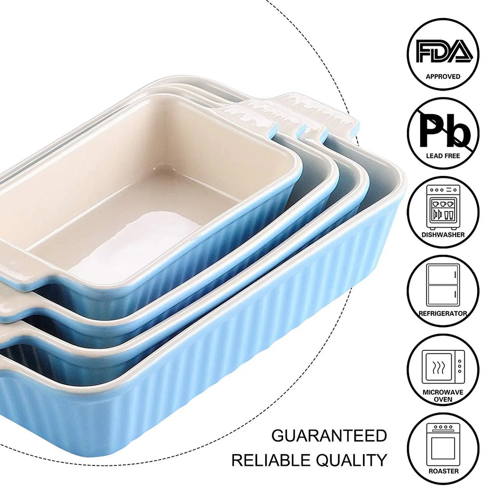 4-Piece Table Baking Dish Set with Ceramic Handle Oven (9"/11"/12"/13.3")