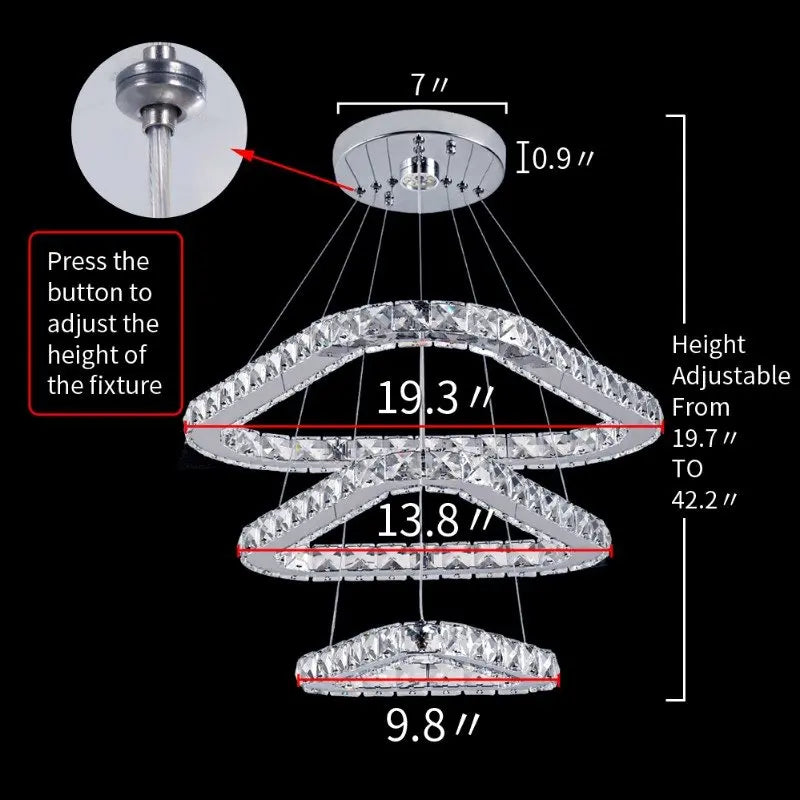Modern Crystal LED Pendant  Chandelier-   Nordic Ceiling Light for Living & Dining Room
