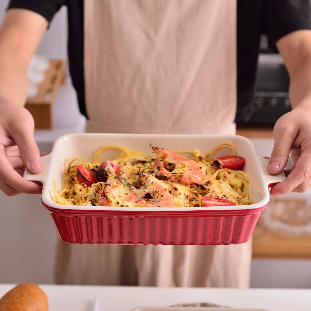 4-Piece Table Baking Dish Set with Ceramic Handle Oven (9"/11"/12"/13.3")