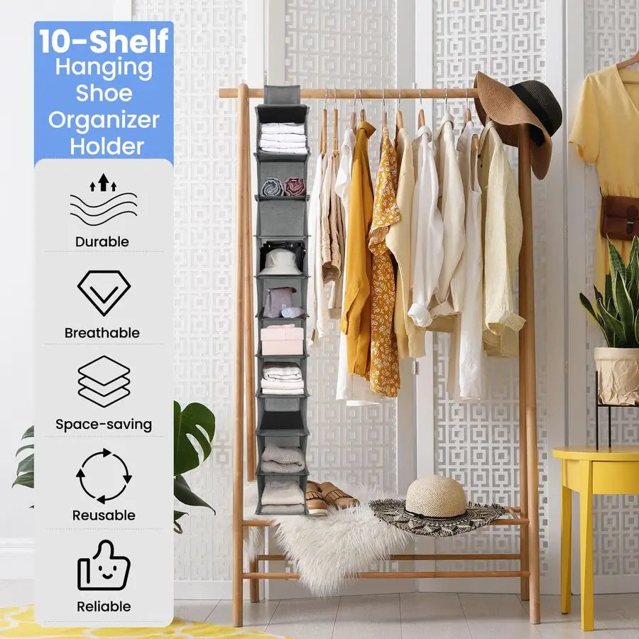 4 Pack Hanging Shoe Shelves 10 Shelf Hanging  Organizer Holder for Hats Purses Handbags