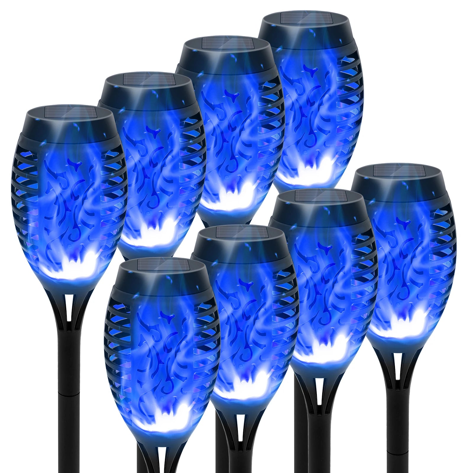 4/6/8/12Pcs Solar LED Flame Torch Light Flickering  Powered For Lawn, Path, Yard & Patio