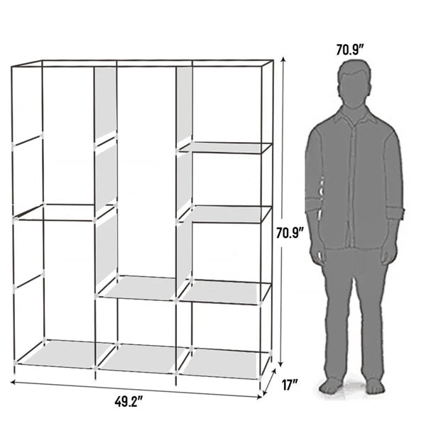 71" Portable Closet Wardrobe Clothes Rack  Organizer with Shelf