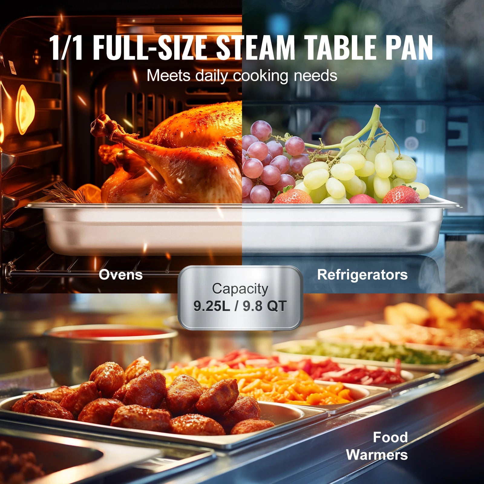 Buffet Chafing Dishes 8.5L20L  Stainless Steel Steam Table Pans &  Food  Trays