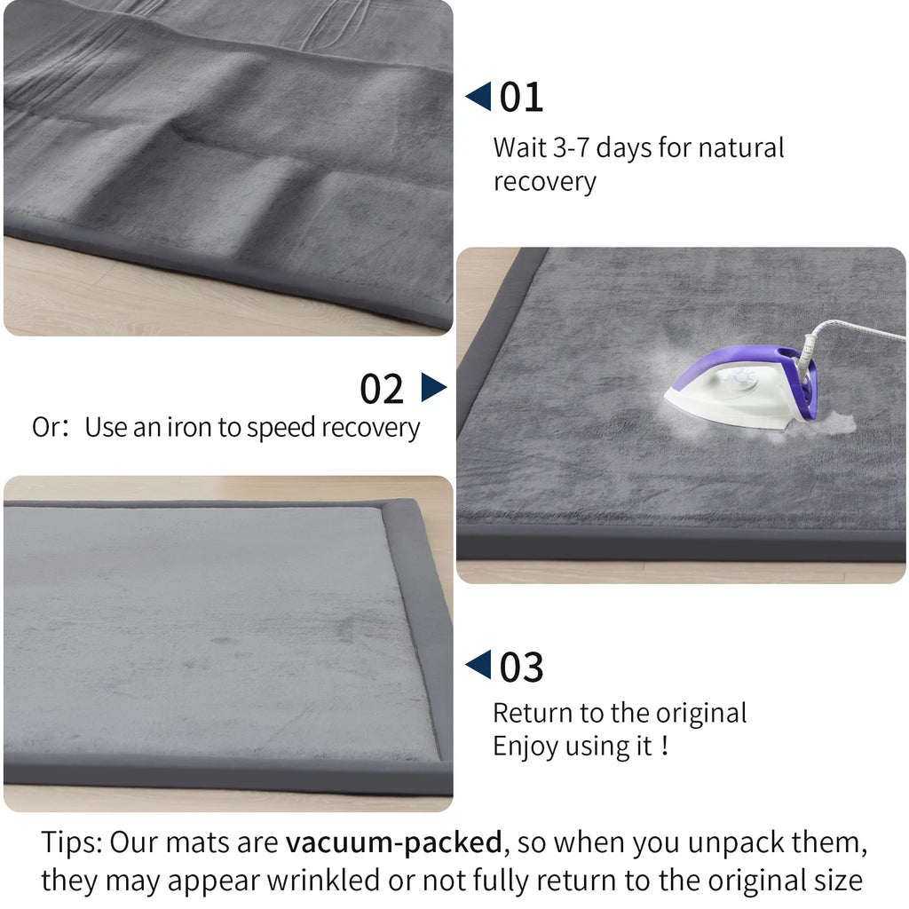 2cm Thick Memory Foam  Carpet Playpen Mat With Non-slip Bottom For Living Room Soft Velvet