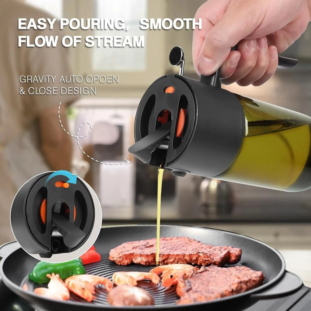 2-IN-1 Oil Sprayer,  Light-Blocking Glass ,  with Leak-Proof Portion Control