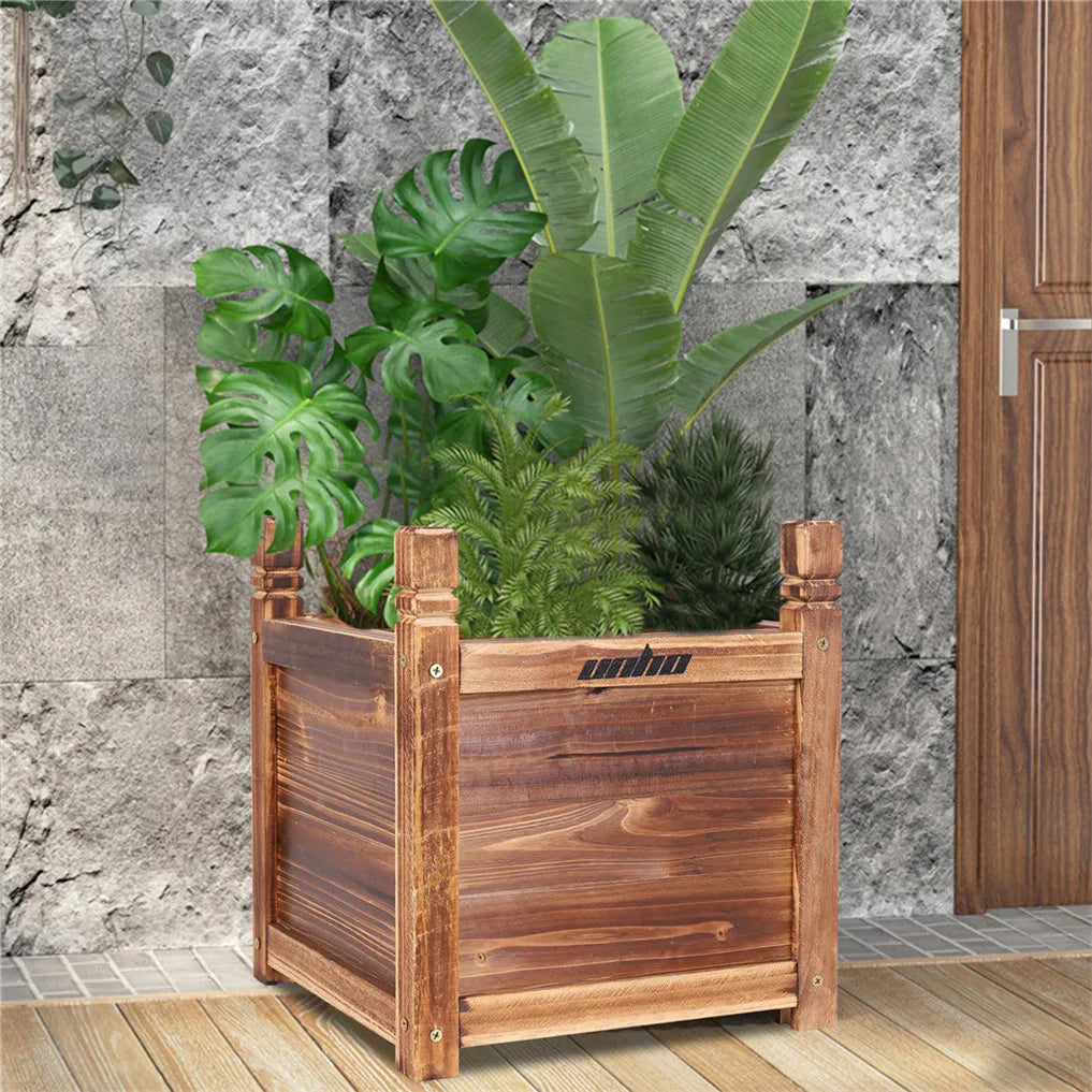 Wooden Raised Flower Bed Indoor Outdoor Vegetable Herb Planter Pot Garden display