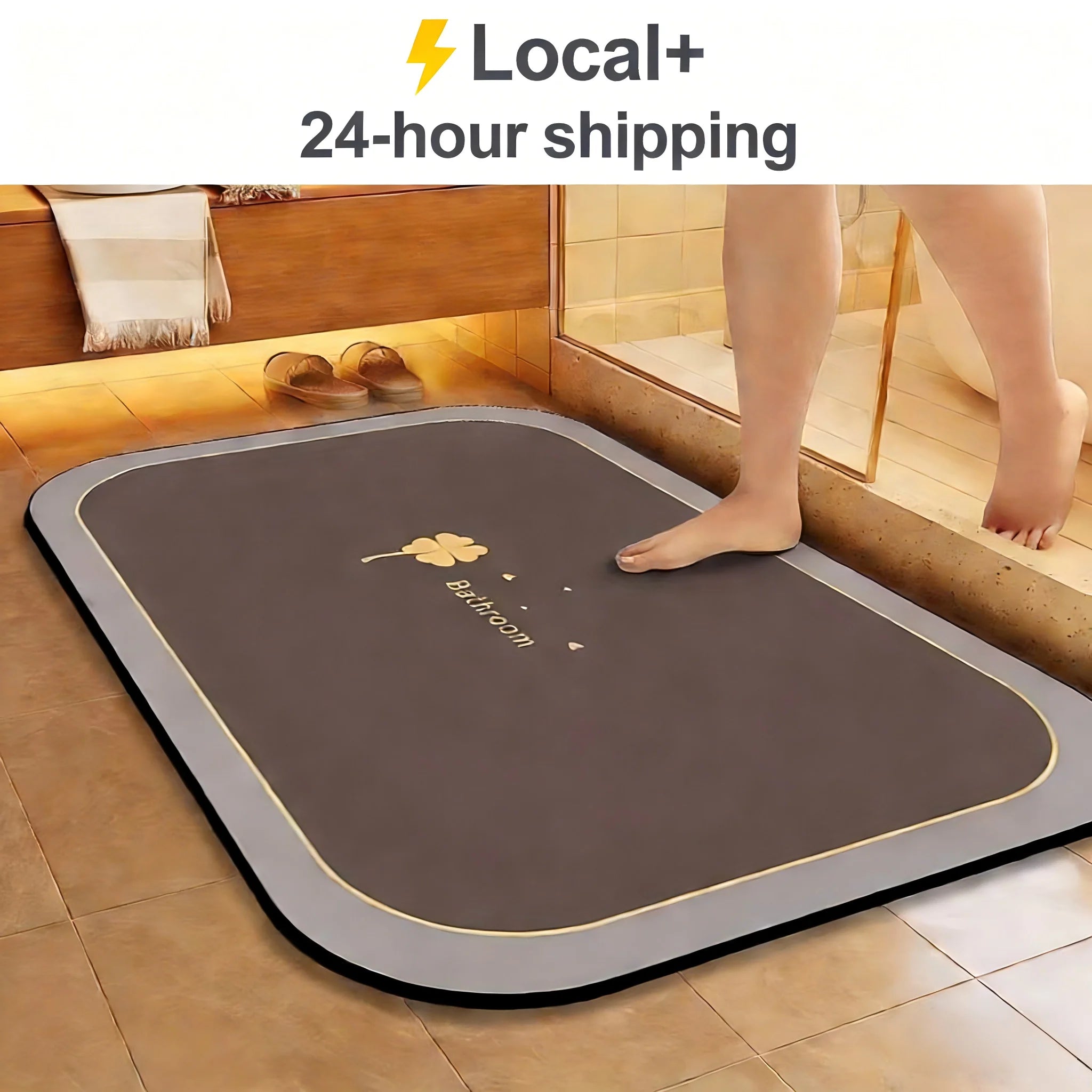 1pc Diatomite Bath Mat Quick Dry Super Absorbent Non-slip Floor Mat