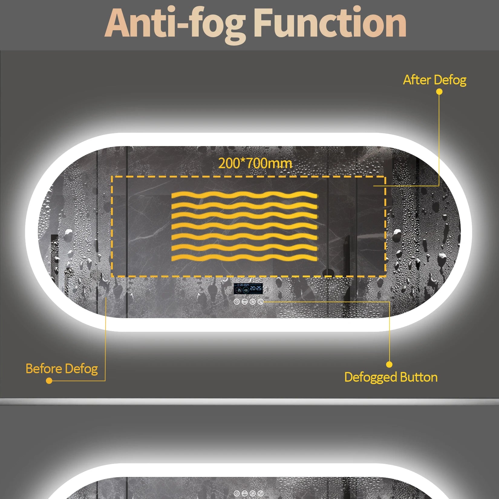 Oval LED Bathroom Mirror with Lights, Anti-Fog, Bluetooth Speaker, 3 Colors Temperature Dimmable Lighted  Waterproof