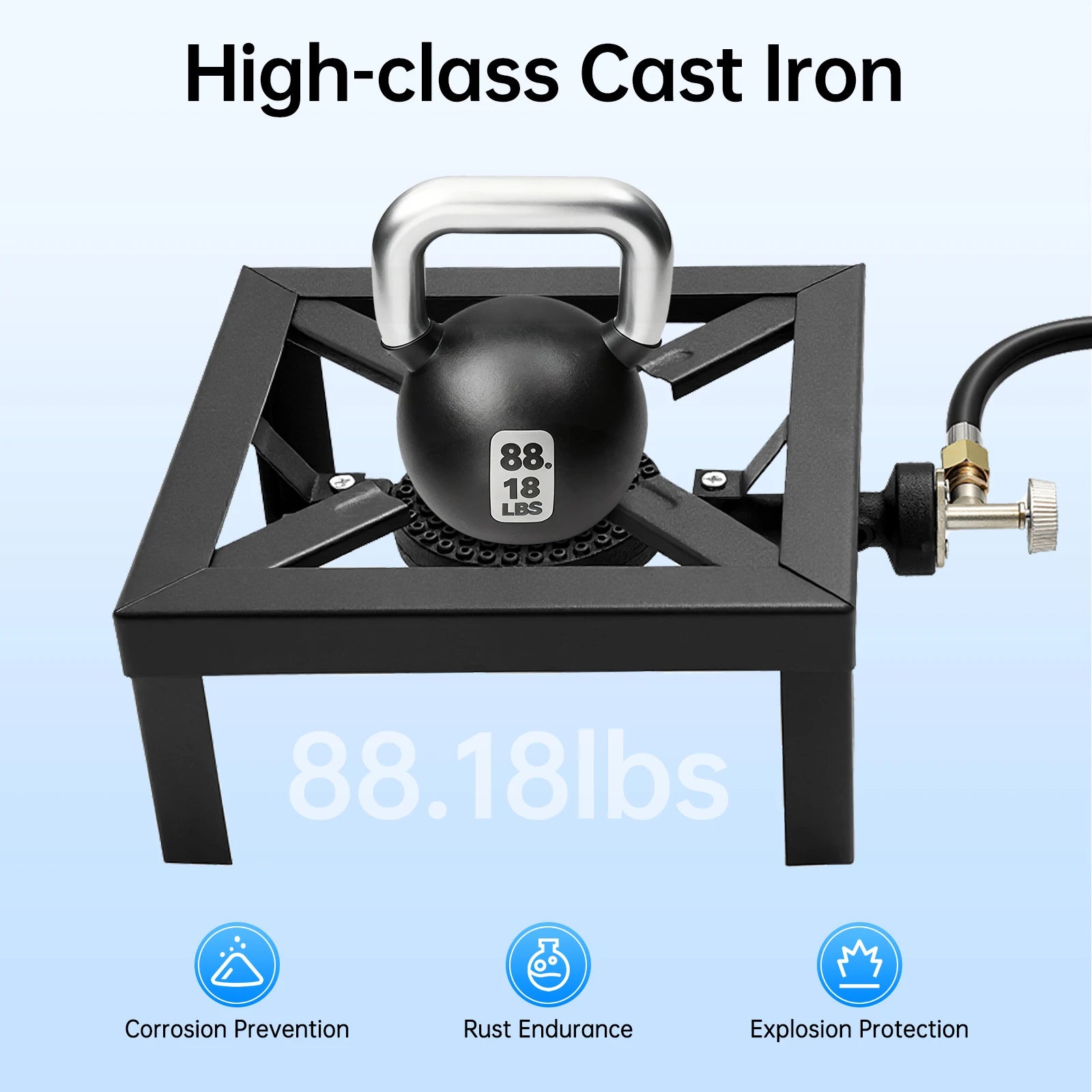 Portable Single Burner Outdoor Gas Stove Propane Cooker with Adjustable 0-10Psi Regulator Hose
