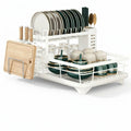 2-Tier Expandable Dish Drying Rack with Drainboard, Utensil Holder & Cutting Board Organizer