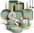 17 Piece  Nonstick Pots and Pans Set, Induction Compatible Cookware