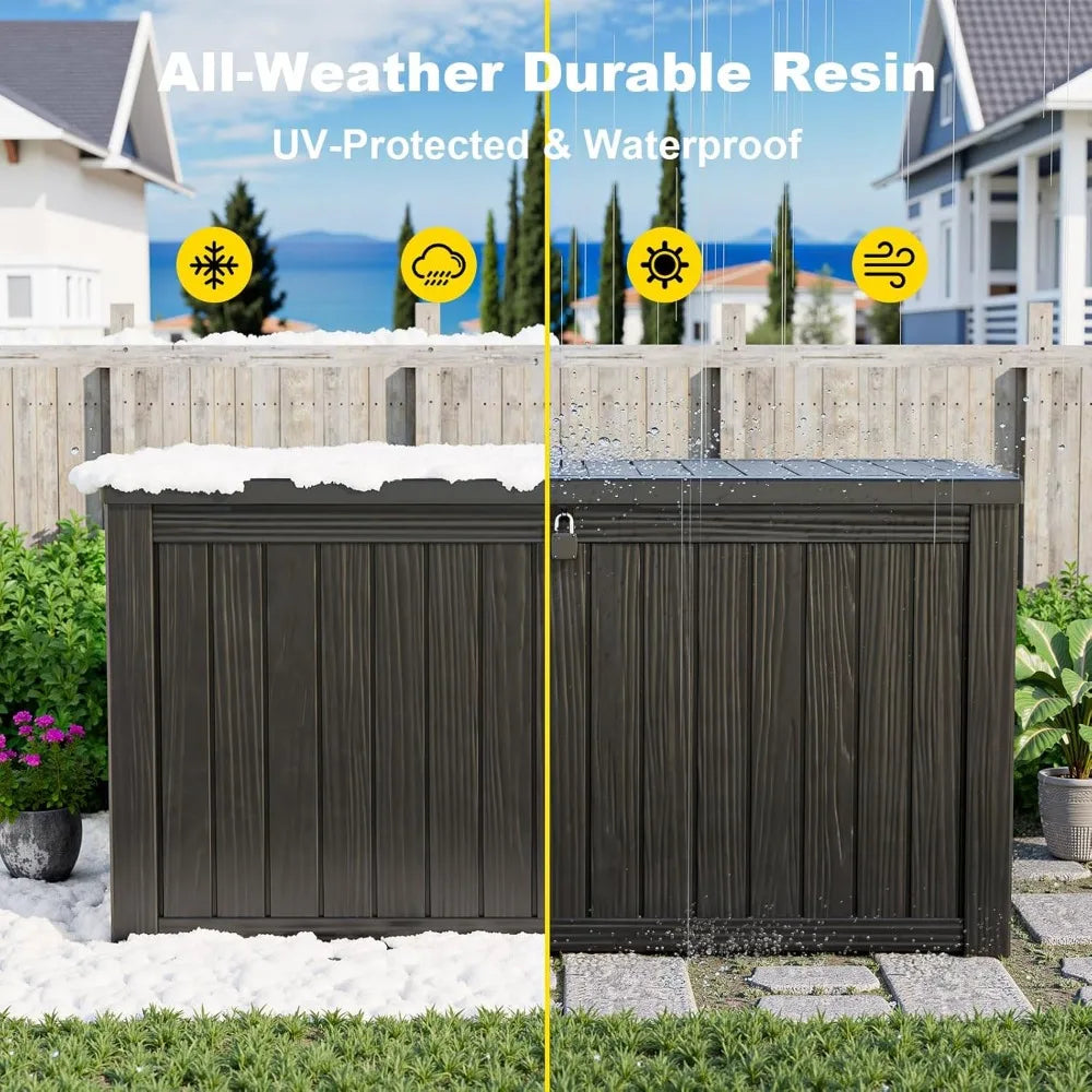 180 Gallon Waterproof Outdoor Storage Box, Lockable , UV-Resistant