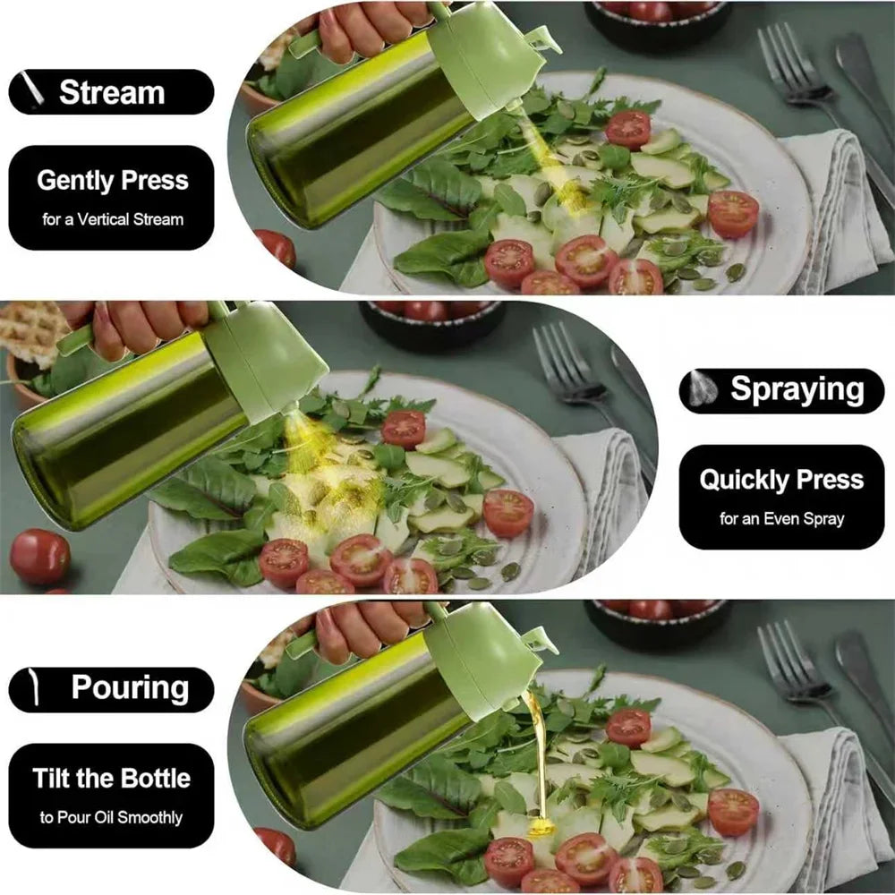 2 in 1 Glass olive Oil cooking Spray Dispenser Bottle W/ Stickers