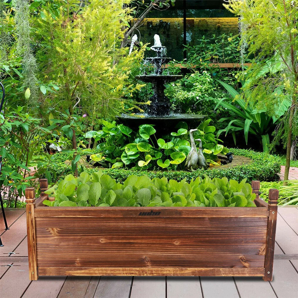 Wooden Raised Flower Bed Indoor Outdoor Vegetable Herb Planter Pot Garden display