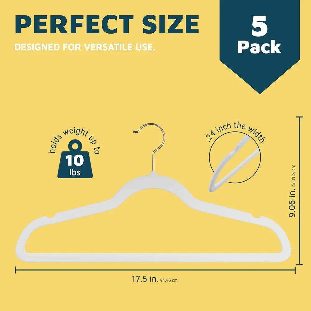 Velvet Clothes Hangers Non-Slip Shoulder Notch Heavy Duty 10 lb Capacity