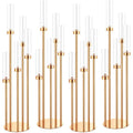 4 Set Floor Candelabra  5 Arm 42.5'' Metal Candlestick Set with Acrylic Lampshade