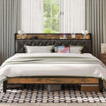 Twin/Twin XL/Full// Bed Frames, Storage Headboard with Outlets, No Noise, No Box Springs Needed